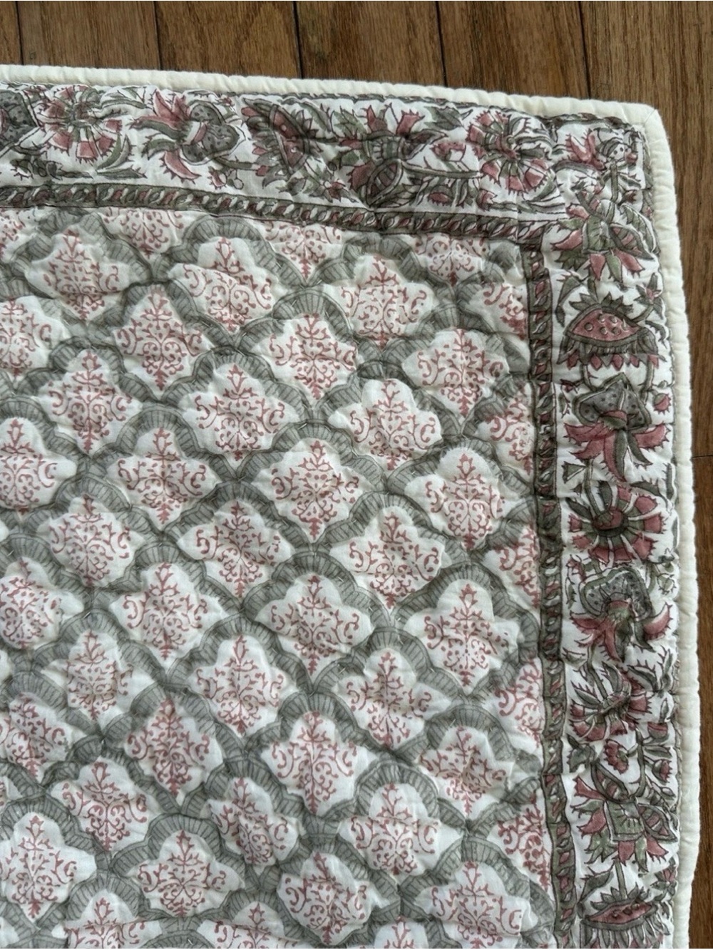 Pottery Barn SET OF 2 Block Print Quilted Euro Shams 26x26 100% Cotton Amalia
